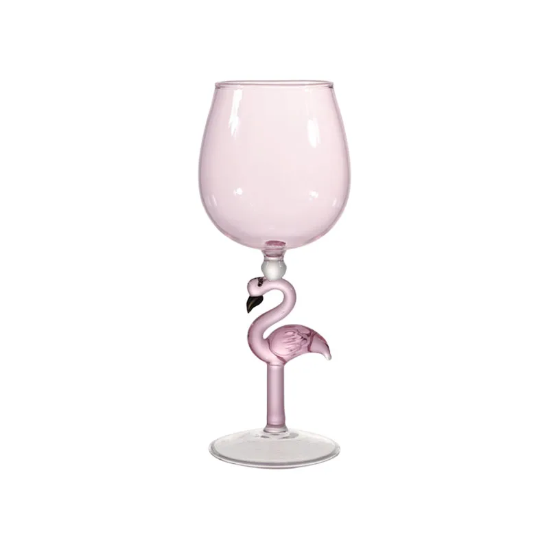 Creative high borosilicate glass flamingo model red wine glass tall cocktail Champagne glass cup