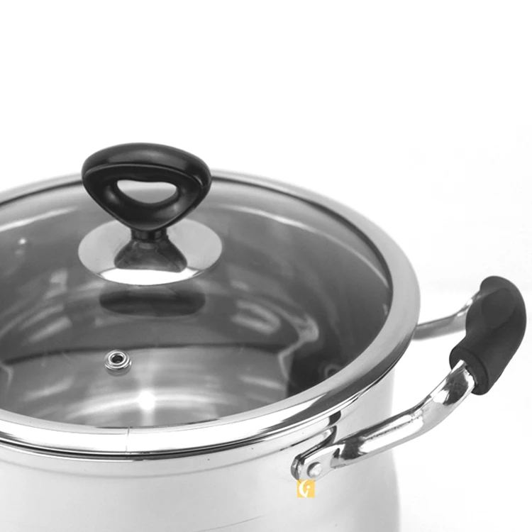 Drum shaped deep 201 stainless steel double bottom soup pot stew pot