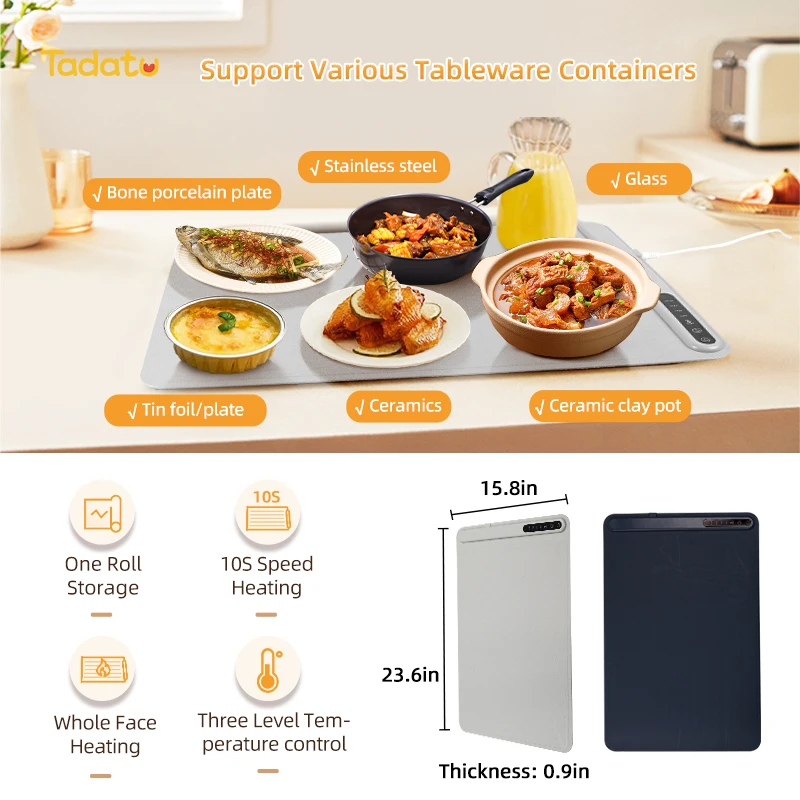 Silicone Folding Electric Warming Tray Food Heating Pad Food Warmer Mat Food Warming Mat for Buffets & Parties