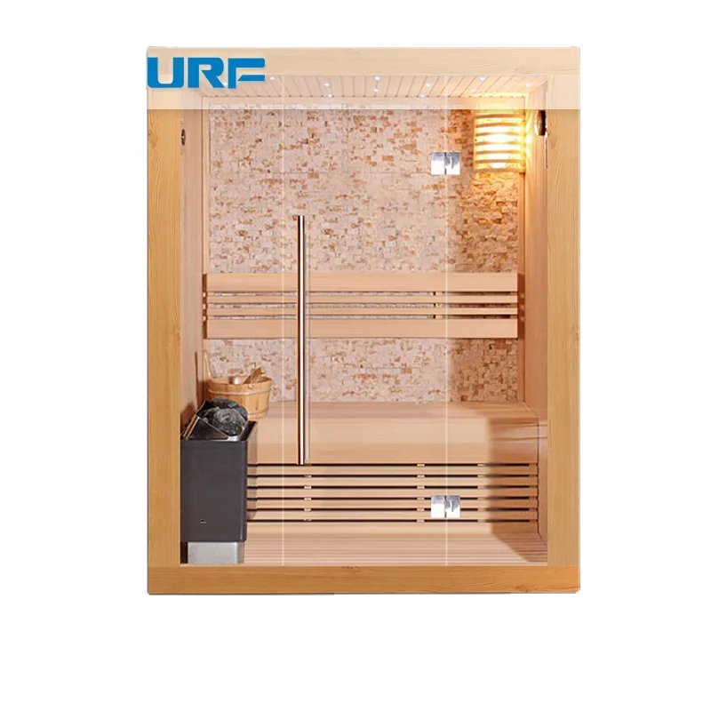 Family Sauna Portable Home Sauna Steam Room Hemlock Wooden Indoor 1 to 2 Person Traditional Sauna for Sale