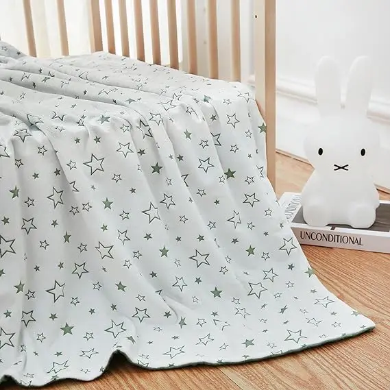 Baby Blanket Super Soft Double Layer Minky Blanket with Dotted Backing Receiving Blanket fot Toddler with Star Pattern