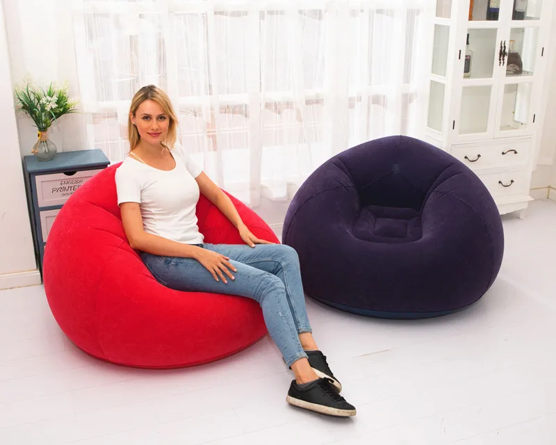 Hot selling customized pvc inflatable sofa outdoor flocked inflatable sofa bed for relax