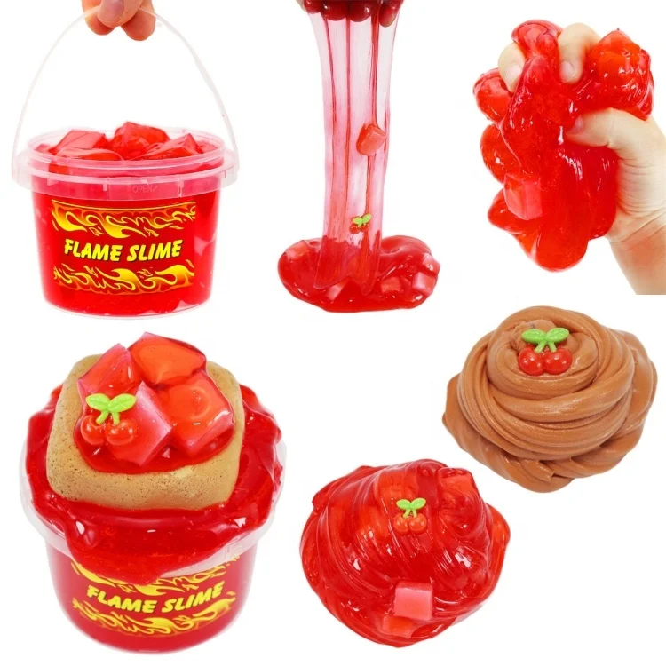 DIY Colored Clay Crystal Clay Set Decompression Toy Toys For Children Cherry  fluffy slime