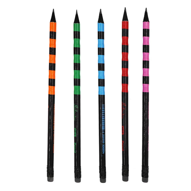 2.2mm HB pencil black wood BAMBOO shaped with eraser Wooden School Packaging Office.