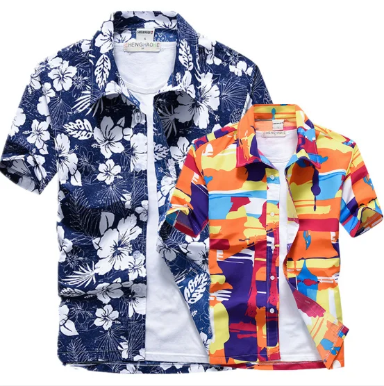 Hot selling wholesale casual mens shirts Custom Printing clothing Hawaii Cool Summer Beach Short Sleeve Shirts for men