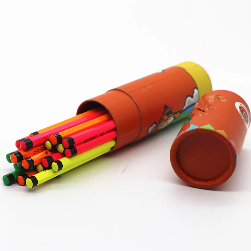 HB Pencil Neon Painting With Eraser HOLE BODY  Paper Tube Packing