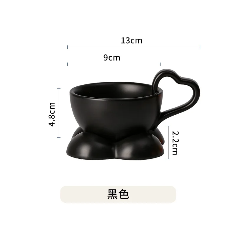 korean cute heart shaped mug ceramic breakfast coffee cup and saucer set