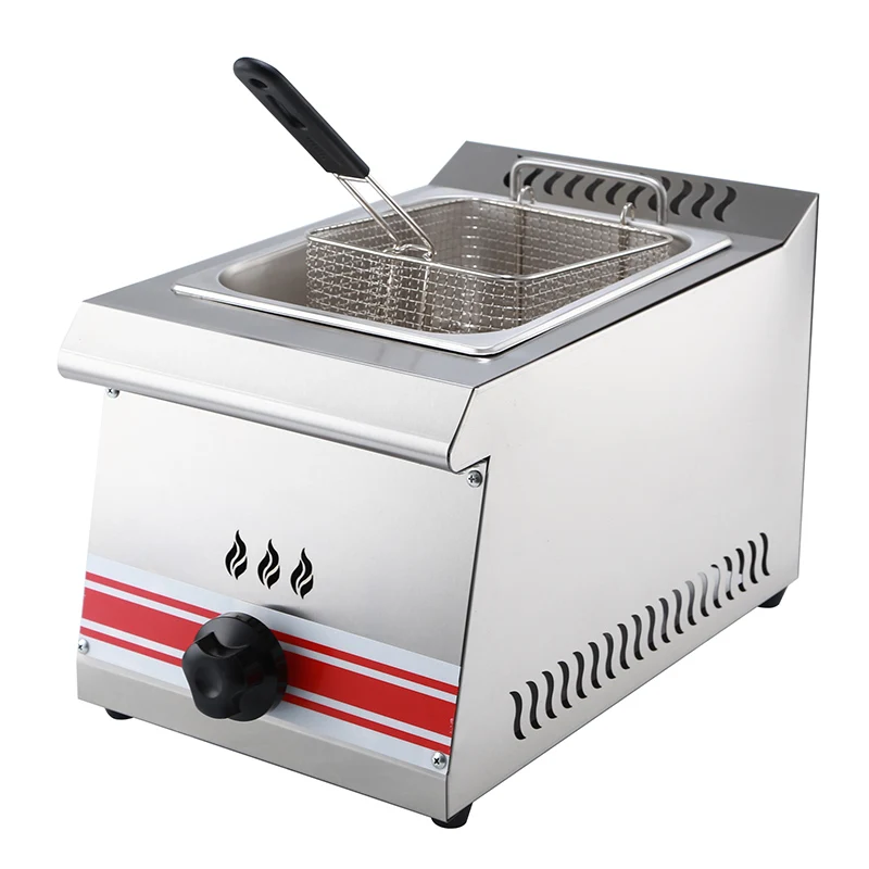Stainless Steel Gas Chips Deep Fryer for Restaurant KFC fast food shop with Temperature Thermostat and Gas Safety