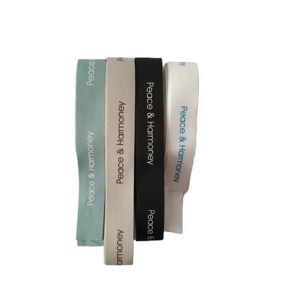 Оптовая продажа лента в елочку из хлопка с принтом индивидуальным логотипом