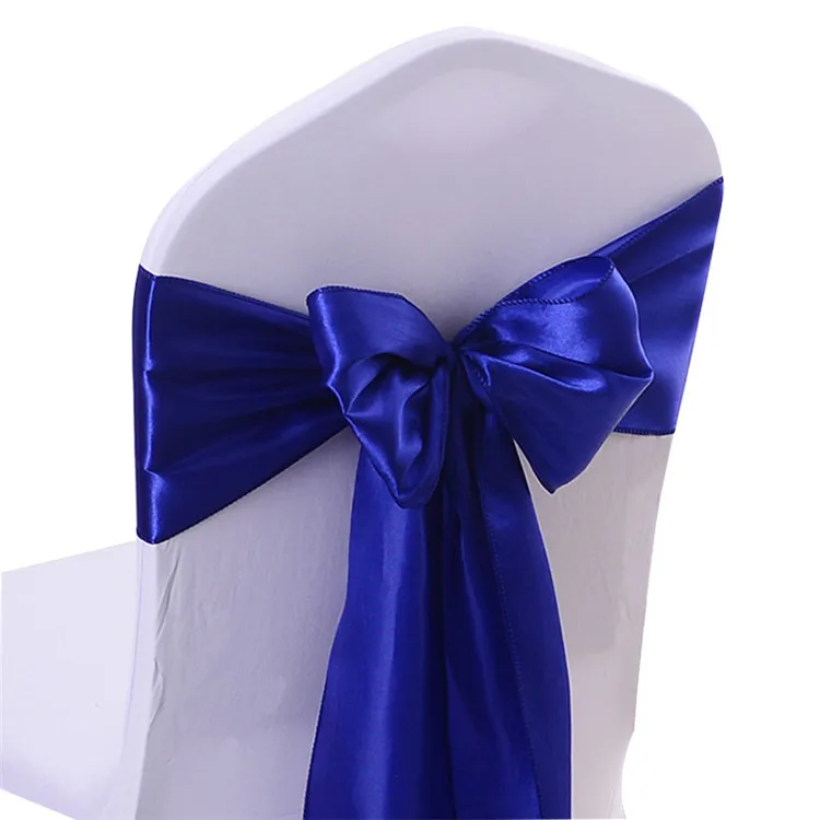 Elegant Satin Chair Cover Band Wedding Chair Back Sashes Strap Tie Ribbon Bow Knot For Banquet Party Christmas Event Decoration