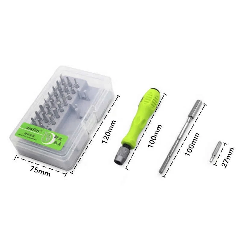 Precision Screwdriver Set of 32 In1 Mini Screwdriver Set,Phone Mobile Ipad Camera Maintenance Tool Green