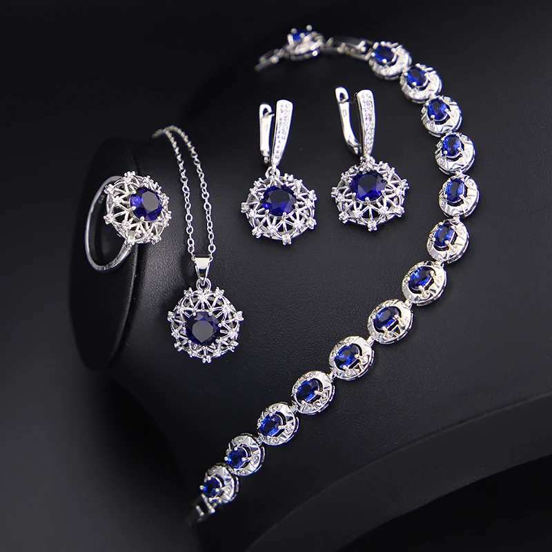 Fashion 925 Silver Jewelry Sets For Women  wedding jewelry sets Earring Necklace Bracelet Ring