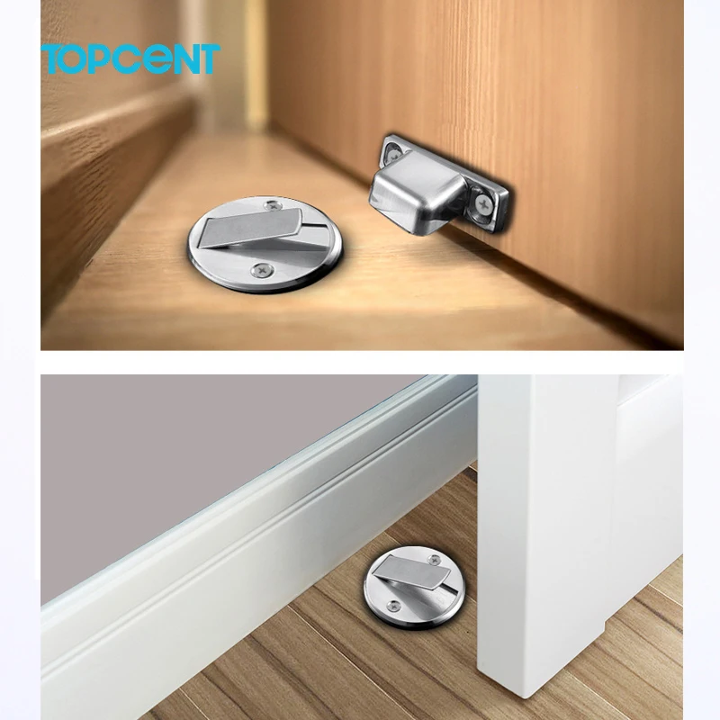 Topcent держатель двери Мощное всасывание поймать невидимые напольные для деревянных дверей из нержавеющей стали дверной стоппер магнитный держатель