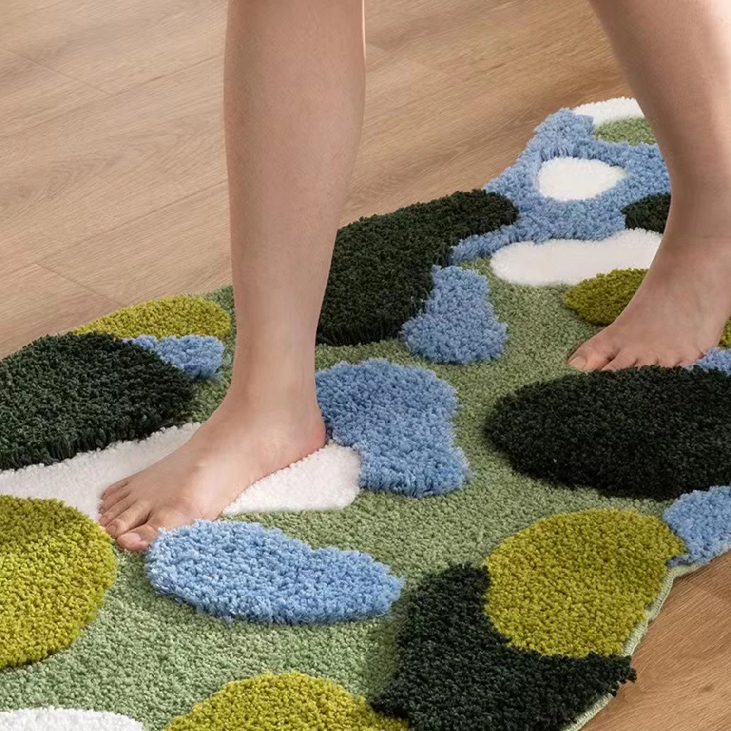 FMT living room coffee table ethnic round bedside rugs handmade floor mat moss forest wool carpet