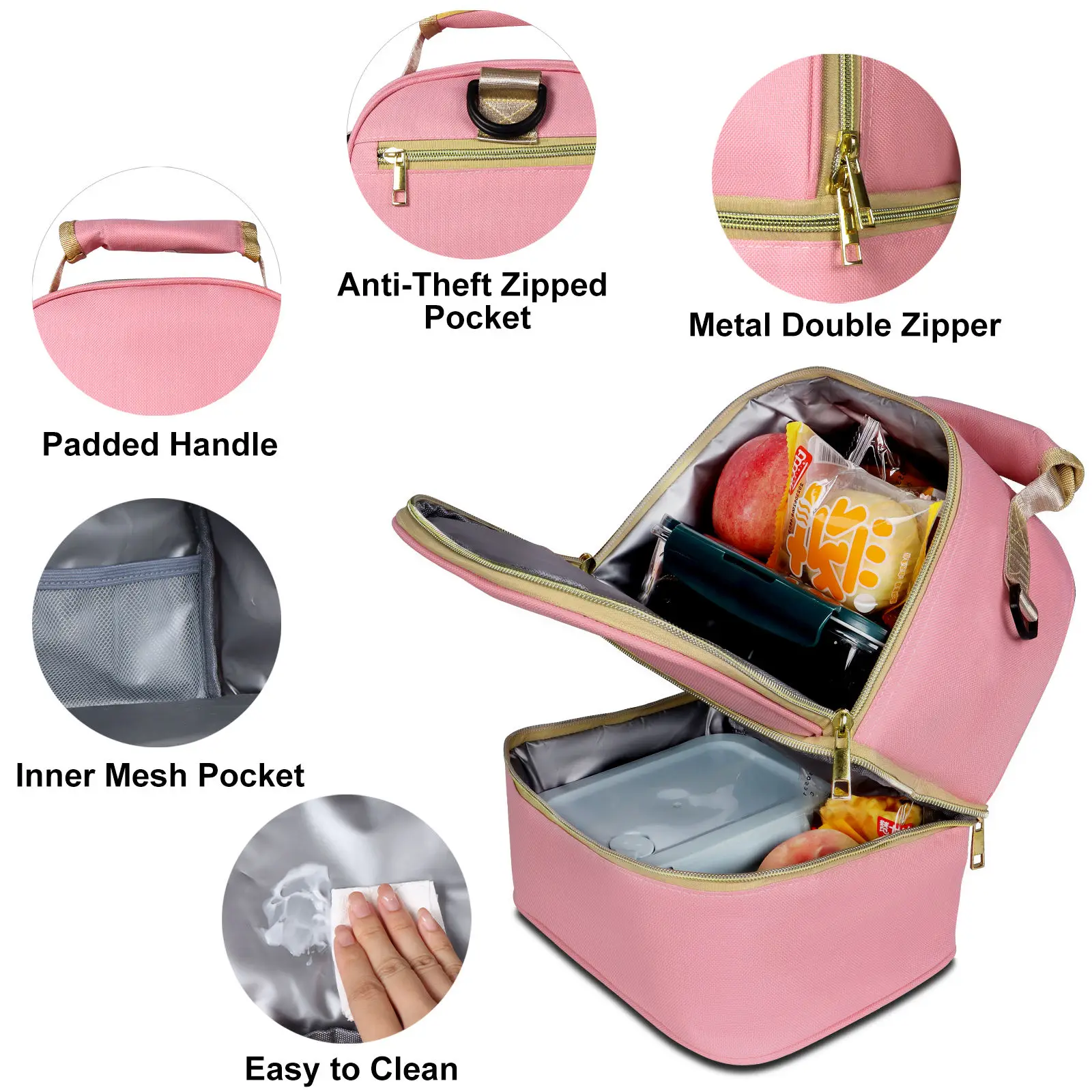 Large Capacity Insulated Thermal Breast Milk Cooler Bag Leakproof Diaper Mommy Bag with Secret Compartment Coolant Bag for Lunch