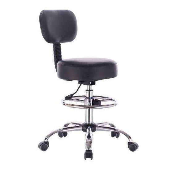 Factory Price Thick Cushion Black Adjustable Swivel Bar Counter Stool With Wheels