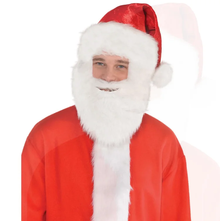 28*40cm Christmas Santa Hat with Beard Short Plush Red Hat Set Santa Claus Mustache For Cosplay Party Decoration