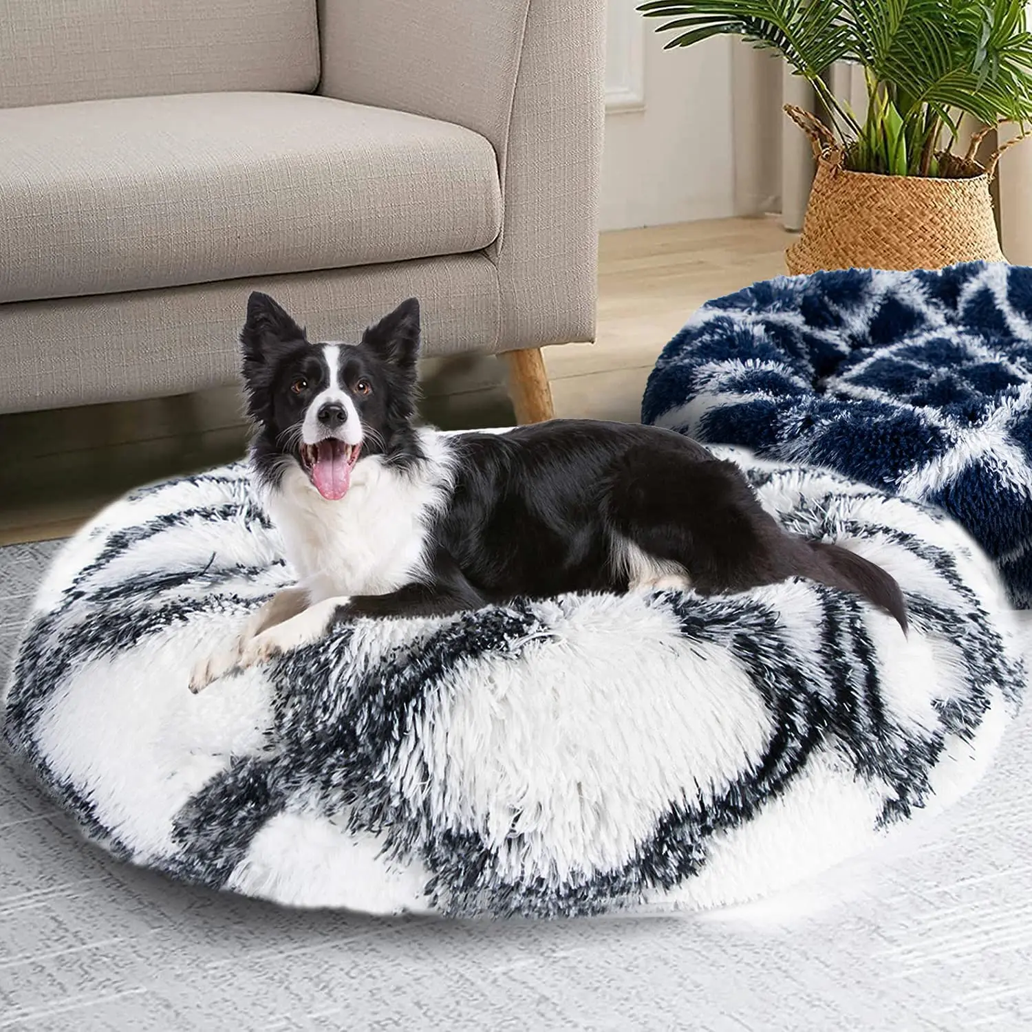 Factory wholesale Washable Round Donut pet sofa large dog bed orthopedic memory foam plush pet bed