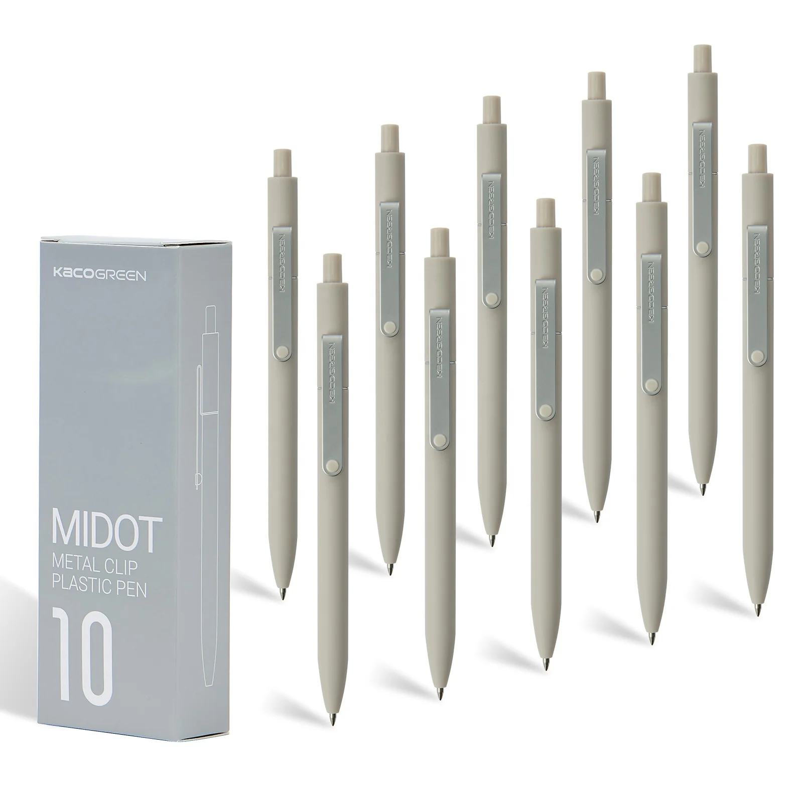 Выдвижные многоразовые гелевые ручки KACO MIDOT, 0,5 мм, тонкий серый корпус с черными чернилами