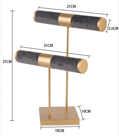 Jewelry Organizer Stand 3-in-1 Jewelry Holder for Necklaces Bracelet Earrings & Ring Jewelry Tree Jewelry Tower Metal & Wood-Go