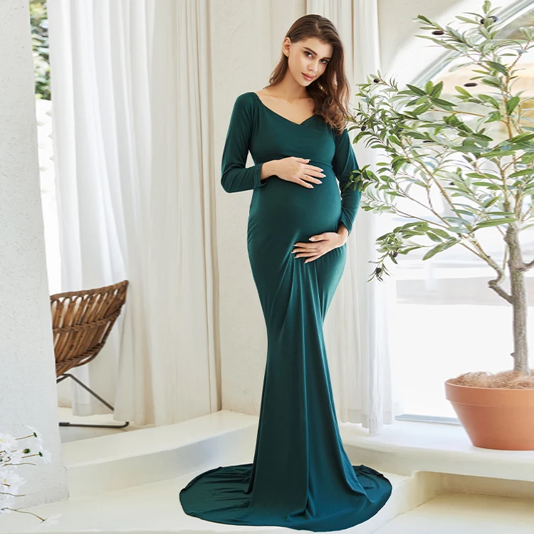 New Product Off Shoulder Full Length Summer Maternity Clothing Sexy Photo Shoot Dresses