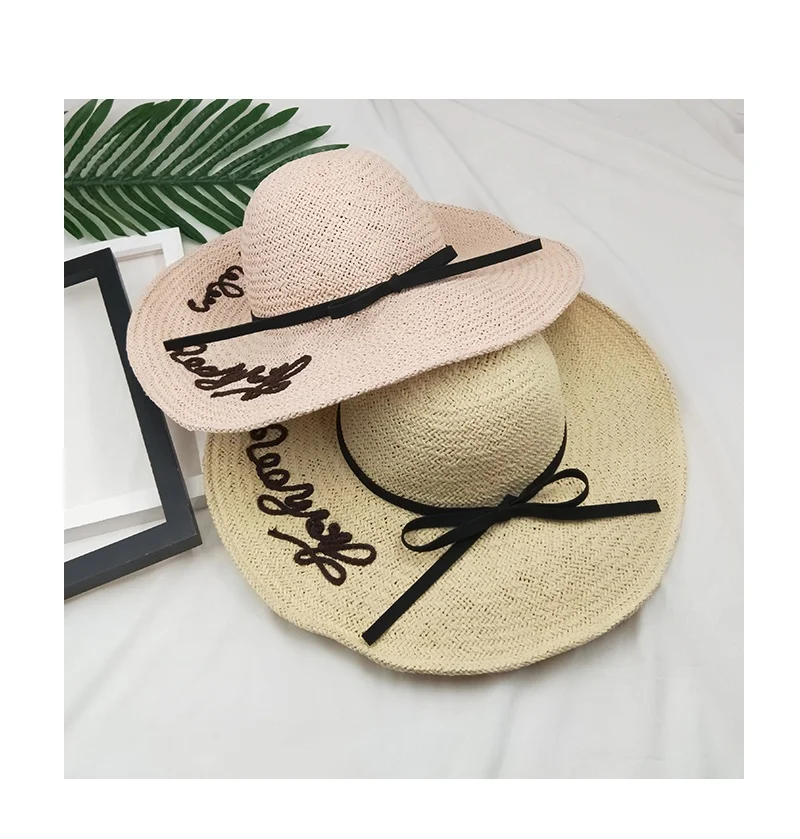 2022 Big Brim Sun Hat Floppy Foldable UV Protection Straw Hat Summer Beach Hat