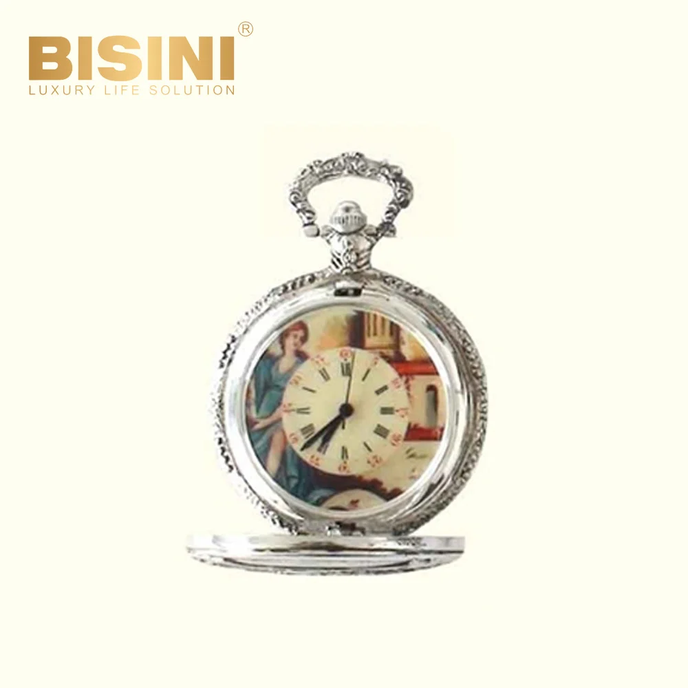 High-end silver-plated pocket watch Handy antique mechanical clock Vintage With cover pocket watch