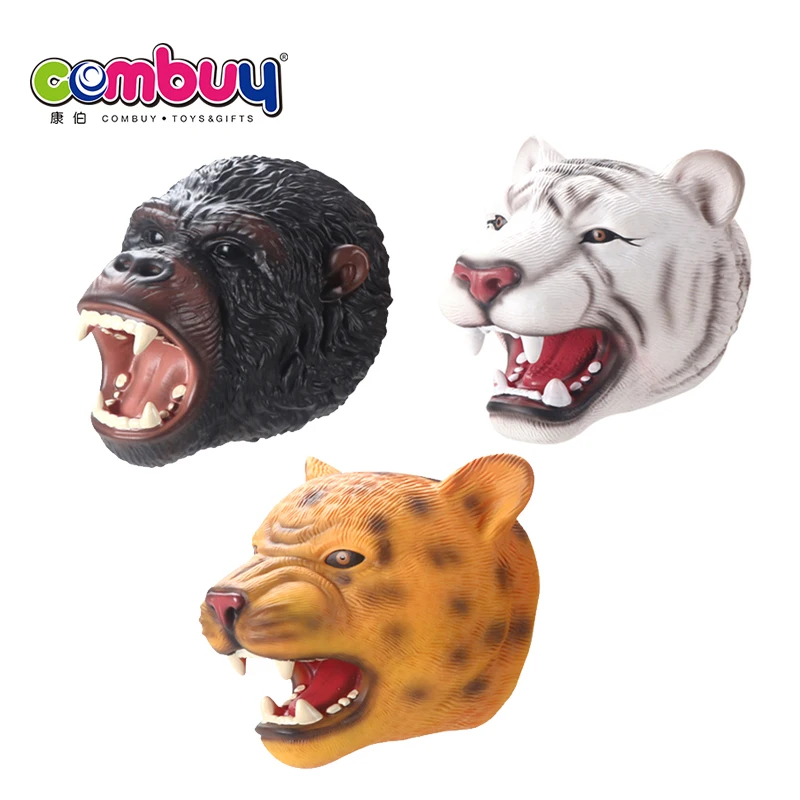 Enamel realistic rubber 6 pcs kids toy animal hand puppets