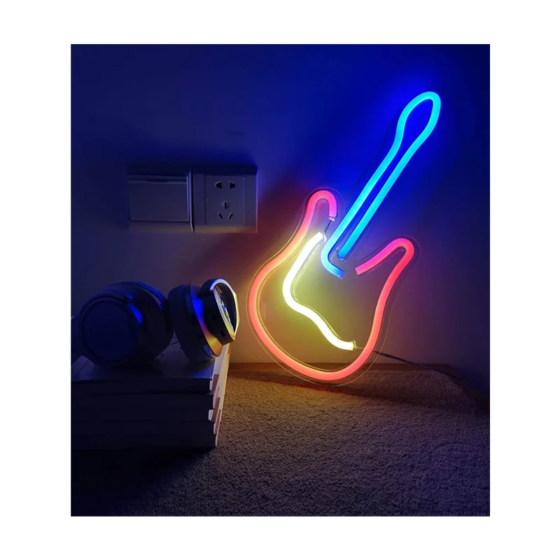 High quality led neon lights factory custom acrylic led neon flex bar RGB guitar neon sign