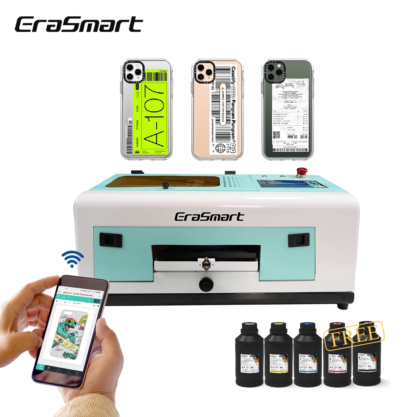 2024 Erasmart OEM ODM A3 dtf portable fabric textile printer wifi Phone Case Wireless Printer machines for small businesses