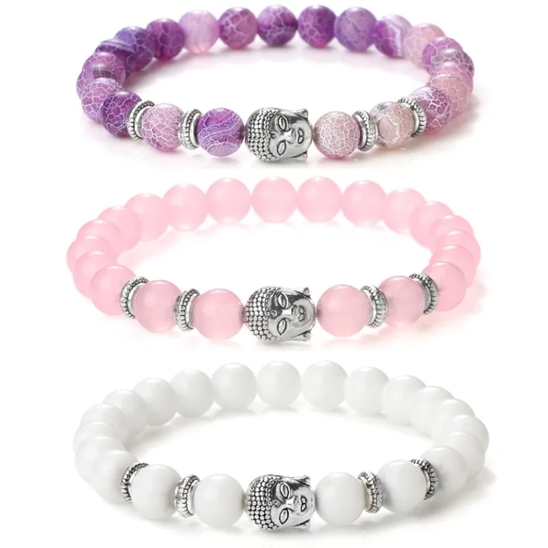Hot Selling Elastic Stone Bead String Bracelets Wholesale Fashion Jewelry Guanyin Bracelets for Men and Women