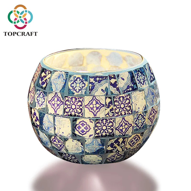 Wholesale Colorful Mosaic Candle  Cheap Glass Candlesticks  Candle Jars For Wedding And Home Decoration