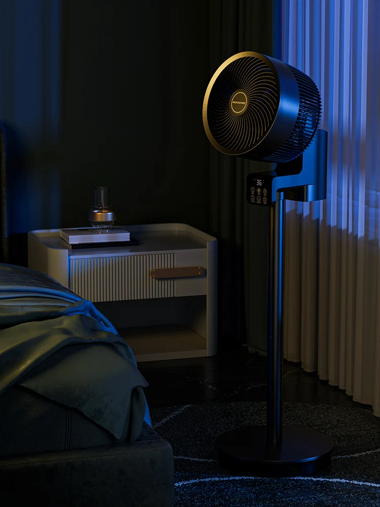 Household air Circulation Fan Vertical Desktop  Electric Fan Humid System 8D air Supply Voice&remote 36 Speed 12h Timing 8inch