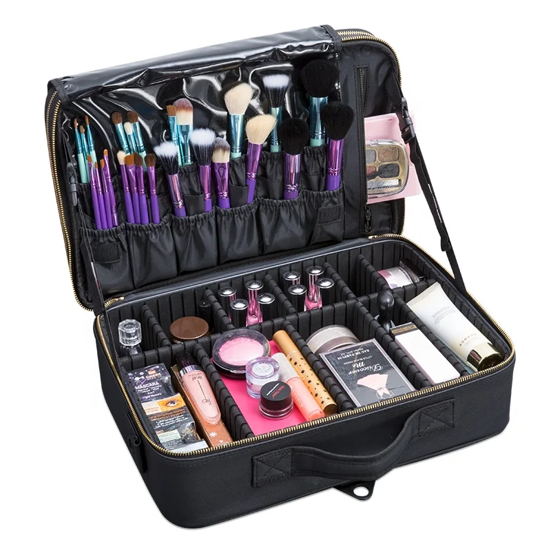 High Quality Professional Cosmetic Box Large Capacity Removable Board Makeup Organizer Brush Holder