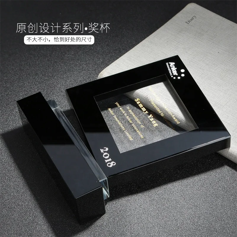 2021 New Design Crystal Glass Clapperboard Trophy Slate Shaped Crystal Souvenirs Gift Film Clapperboard Crystal trophy Awards