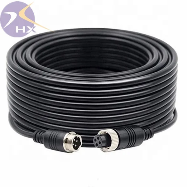 Car Mdvr Reverse Rear View Camera Waterproof M12 Pur Cable Male To Female M12 Cable Assembles 4 Pin Aviation Connector Cable