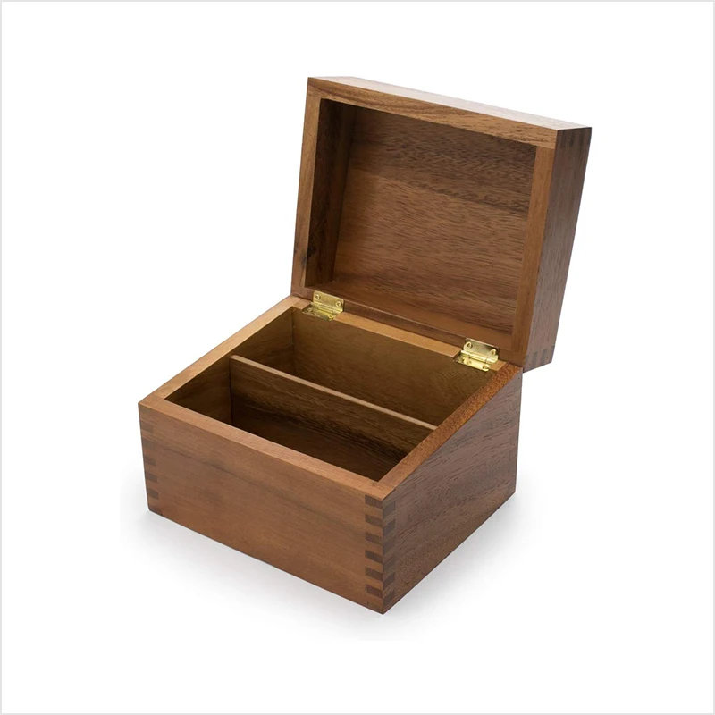 Acacia Wooden Recipe Card Storage Box