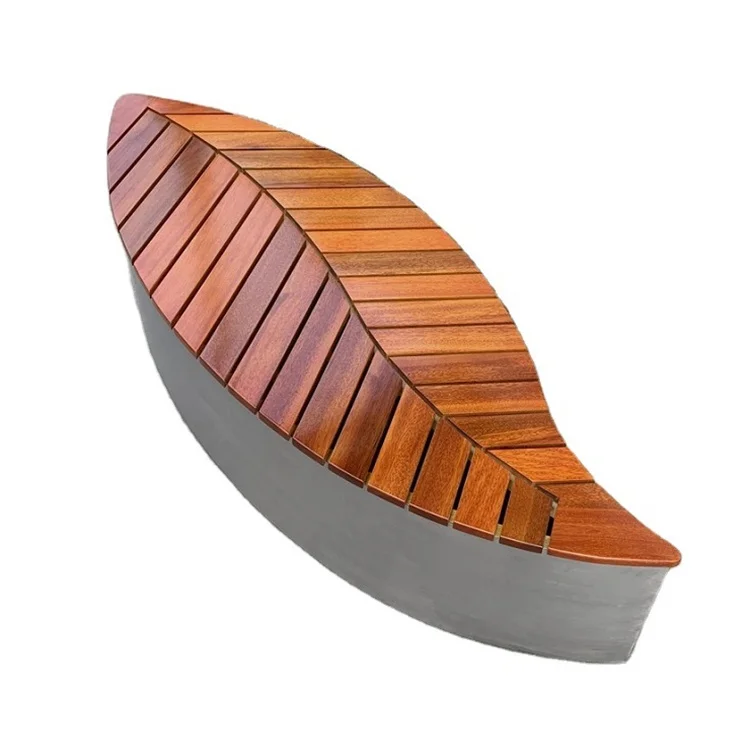 Mirror stainless steel wood and steel bench outdoor leisure metal park bench