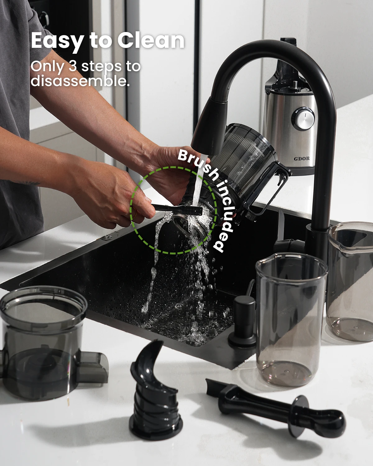 Цельная электрическая соковыжималка GDOR с высоким содержанием сока экономия пространства 4 3 дюймов медленная для холодного отжима