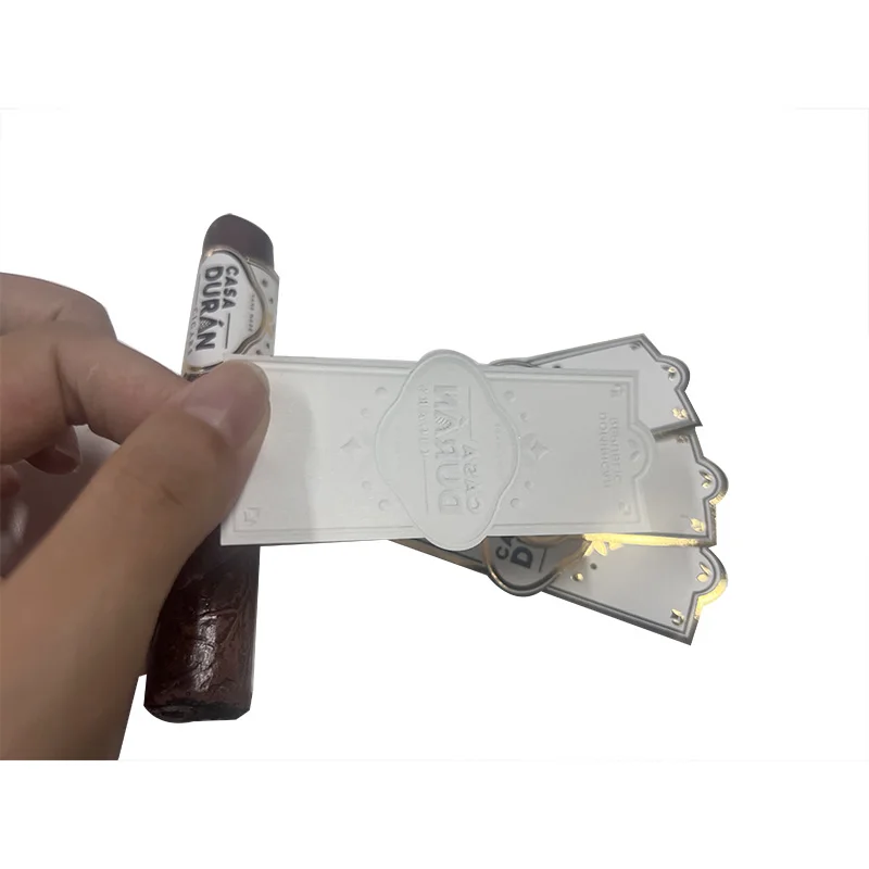 Custom Embossed Logo Cigar Band Label Stickers,Luxury Textured Gold Foil Hot Stamping Varnishing Packaging Labels Printing