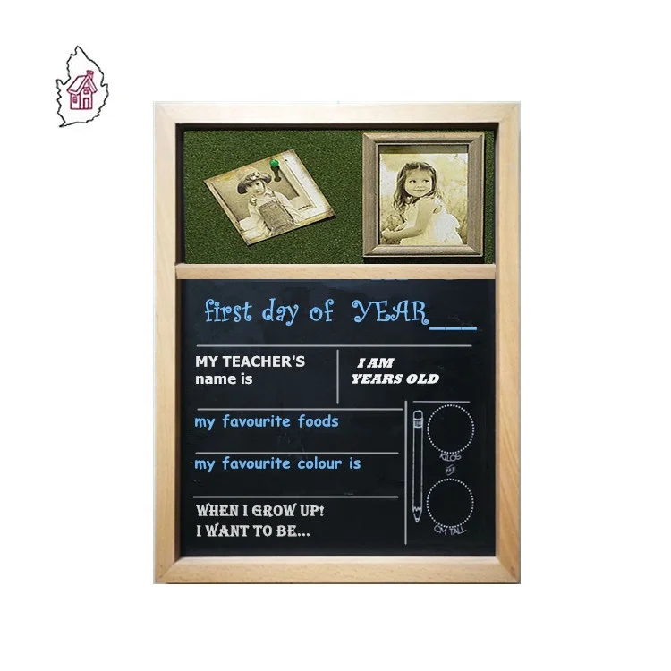 Printed First day of school magnetic chalkboard blackboard with photo frame