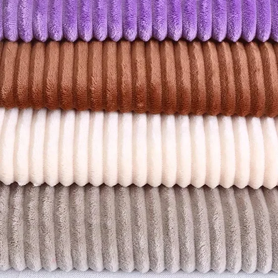 Fashion Stripe Design Velvet Customized Color Knitted Pajamas Blanket Flannel Fleece Fabric