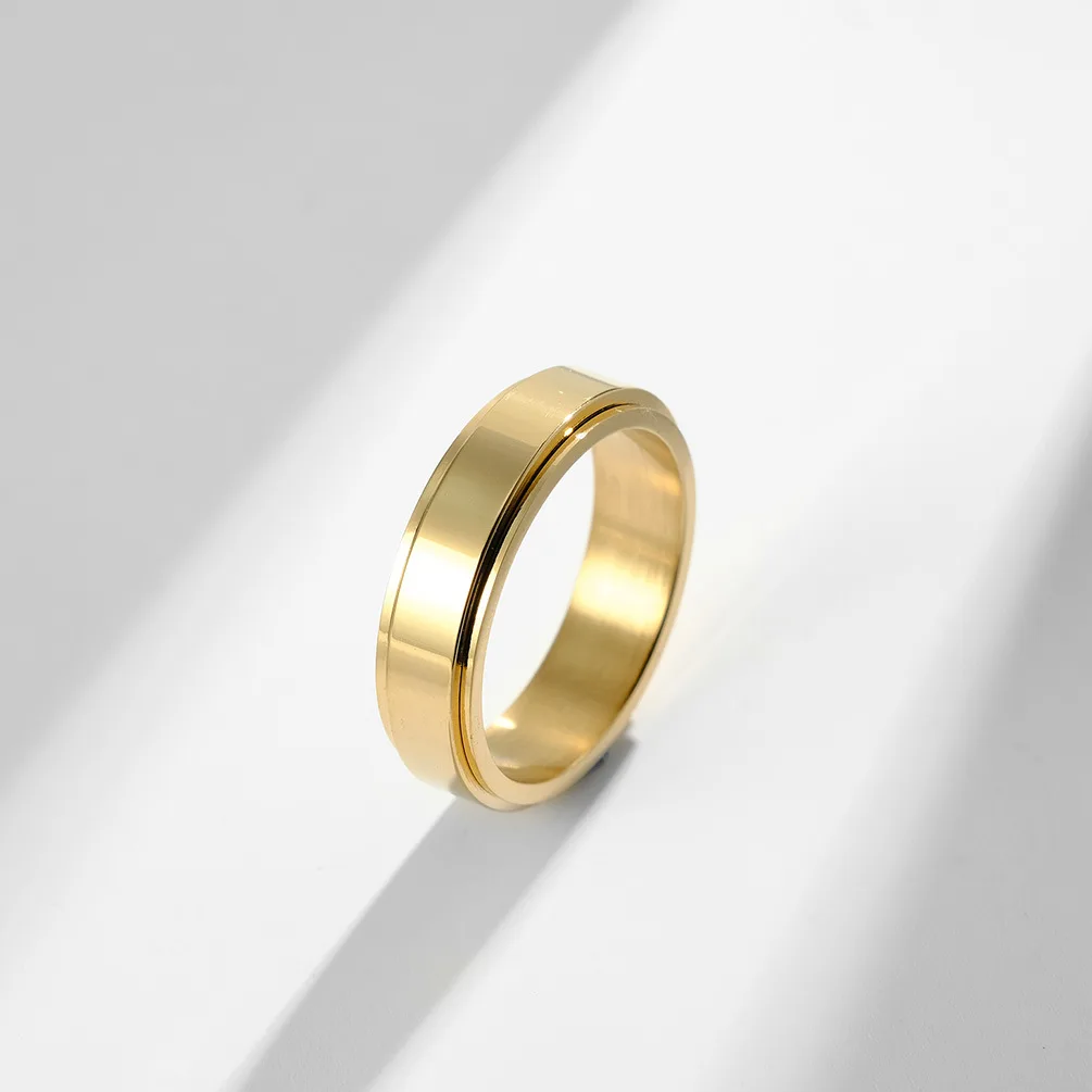 6 мм вращающееся гладкое 18k позолоченное кольцо из нержавеющей стали антистресс Спиннер для мужчин и женщин водонепроницаемый