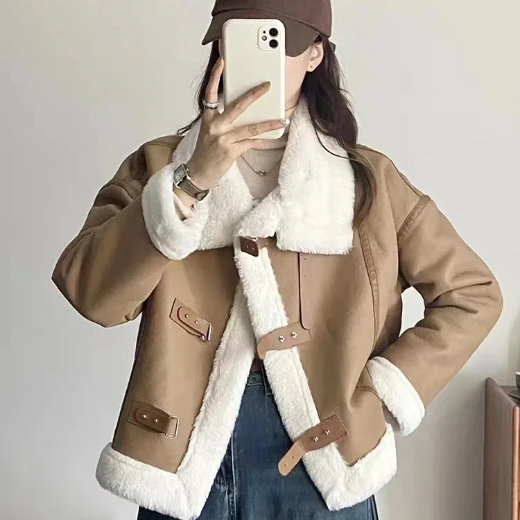 Thickened Lamb Wool Coat for Women 2024 New Autumn Winter Fur All-in-one High-end Small Fragrance Style Baseball Uniform