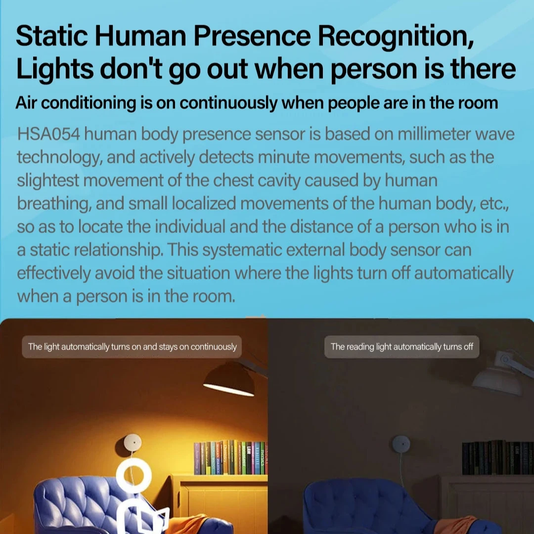 Smart Life Tuya Motion Sensor WiFi Human Presence Radar Detector Smart Home Devices Wave PIR Sensor with Bracket