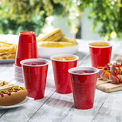 16oz red and white plastic pp cups