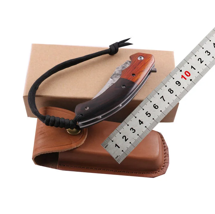 OEM wholesale best blank ebony handle Custom Hdamascus pocket knife pakistan handmade Camping Knife with Belt Clip