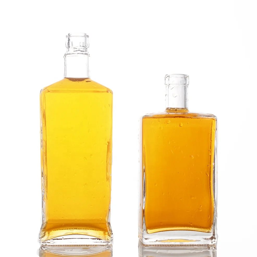 700 ml 750ml Cachaca customized bartop flat custom fancy tequila mescal Heavy Base London dry gin square glass bottle