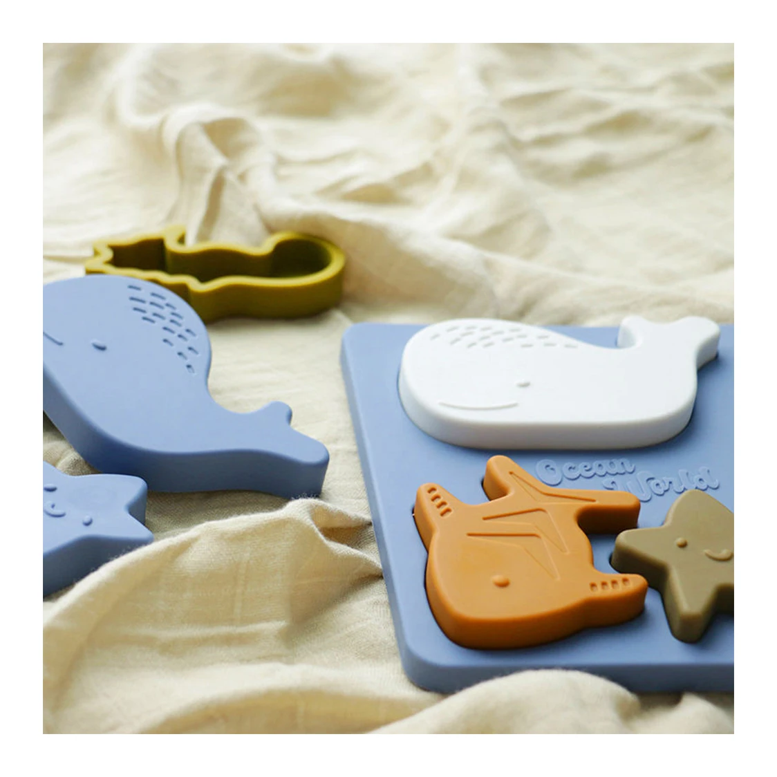 Не содержит Бисфенол А Пазлы chevilles силиконовый океанические животные Puzzle pegados игры с последовательностью