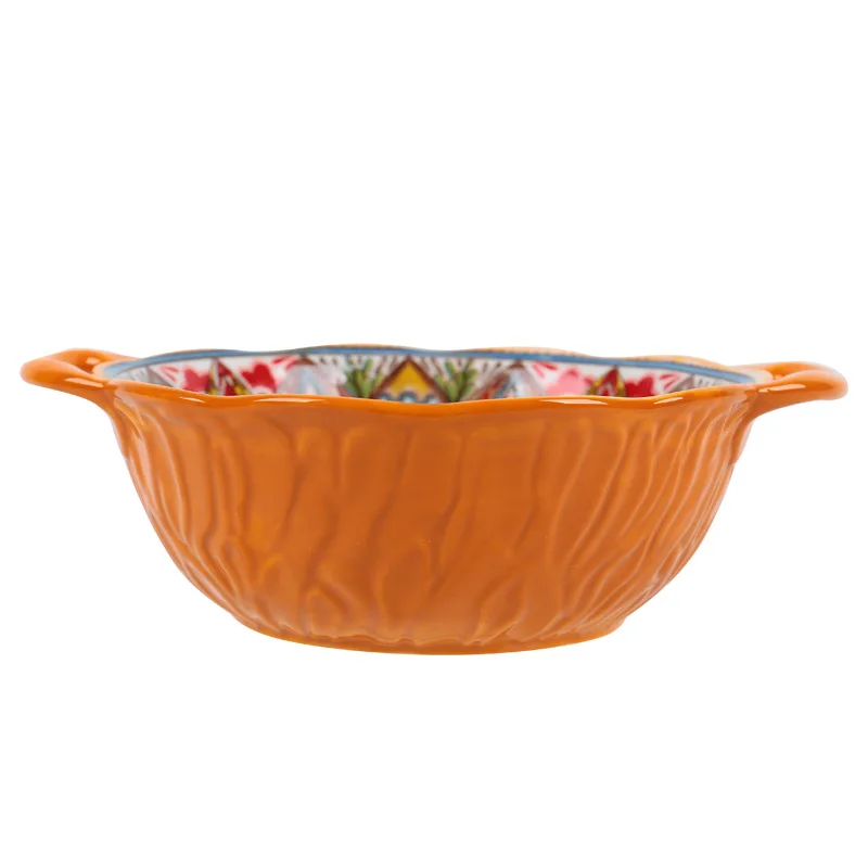 Popular Bohemia style dining dishes plates feeding bowl dinnerware sets retro ceramic dinner table set for home and kitchen